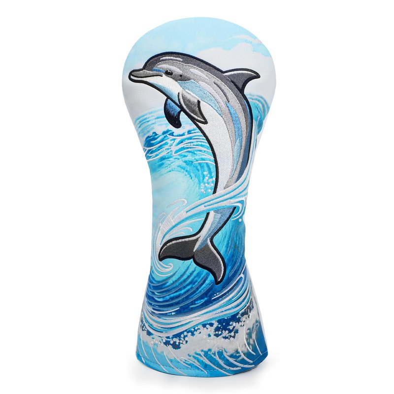 brdejc Golf Club Cover Dolphin Embroidery Driver Covers Fariway Wood Headcover Hybrid Covers Leather Golf Headcover for Men Women Gift (for Driver)