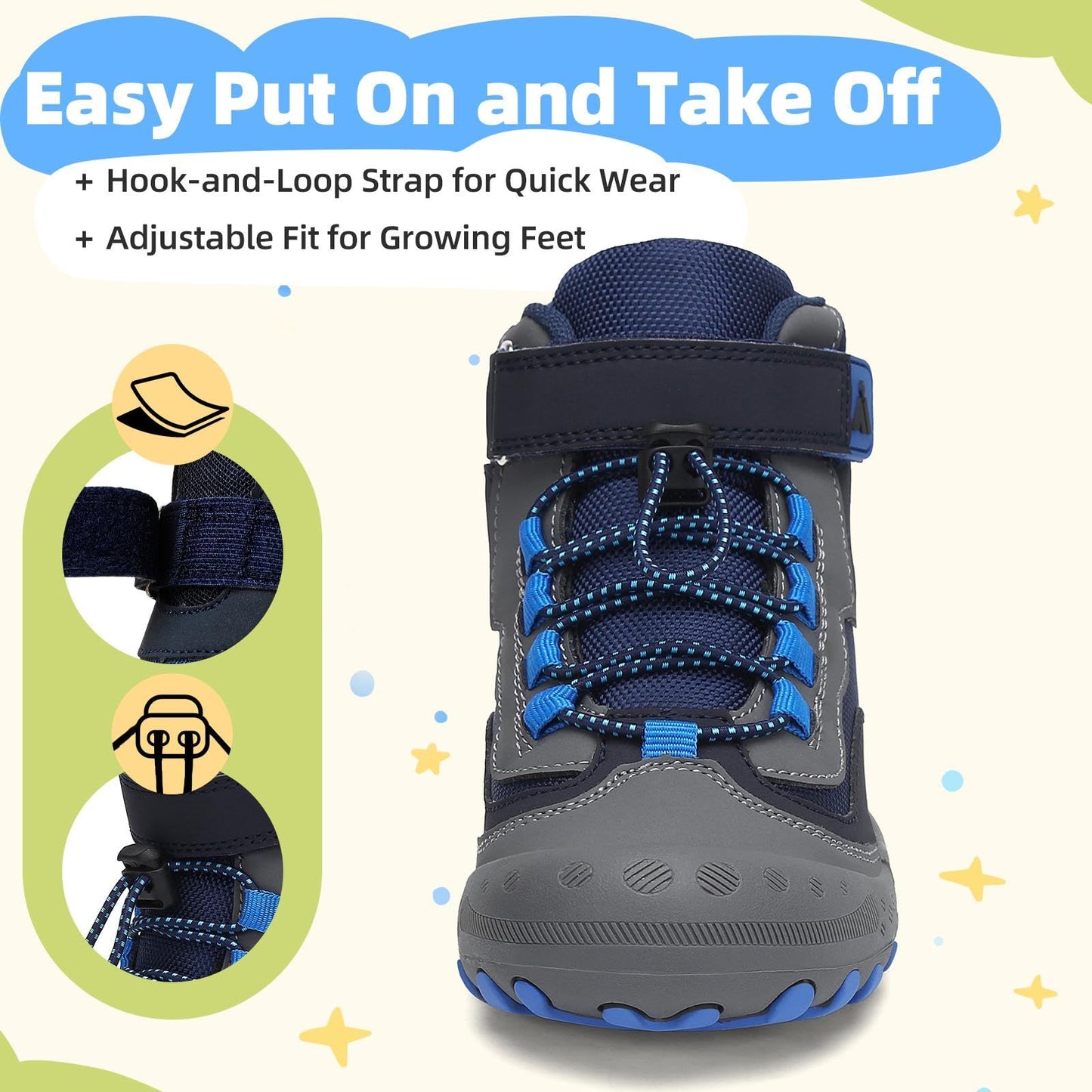 Mishansha Boys Girls Hiking Boots Water-Resistant Non-Slip, 12 Little Kid