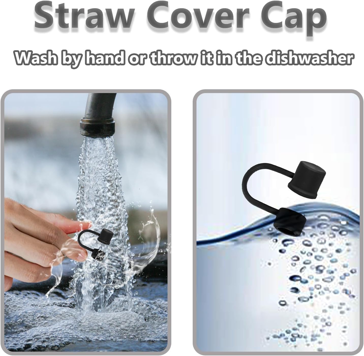 Skiennix Adjustable Straw Cover Caps - Universal Silicone Dust-Proof Topper for 6-10mm Straws | 6-Pack, BPA-Free
