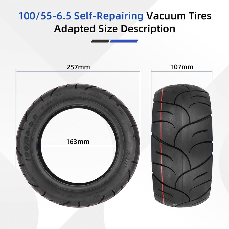 ulip (2 Pack) 100/55-6.5 Vacuum Tire 11 Inch with Built-in Live Glue Repairable for Dualtron Ultra2 THUNDER II Kaabo Wolf Warrior Scooter