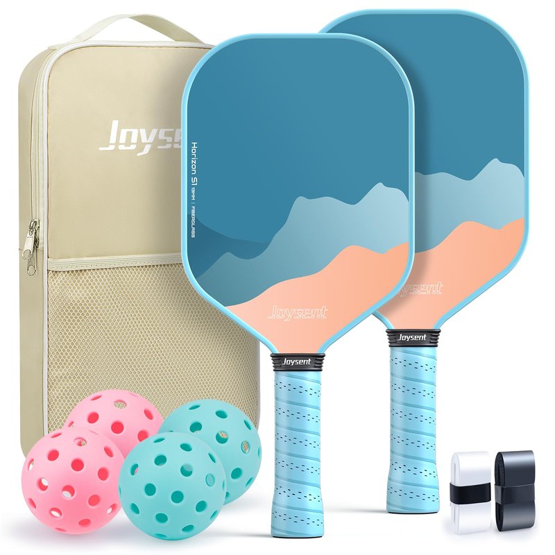 Joysent Pickleball Paddles Set of 2, Lightweight Pickleball Racket for Beginner, USAPA Approved Fiberglass Surface Pickleball Set with Non-Slip Comfort Grip, Blue