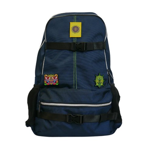 DIME BAGS Skateboard Backpack with Skate Straps, 9 Compartments for Storage Including 1 Hidden Order-Sealed Pocket, Durable Water-Resistant Exterior & Padded Straps, Chris Dyer Skatepack (Blue)
