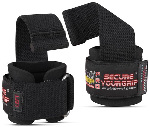 Gym Lifting Dowel Straps Neoprene Padded Wrist Wraps for Weight Training, Bodybuilding & Fitness – Wrist and Grip Support, 2 Pack (Black)