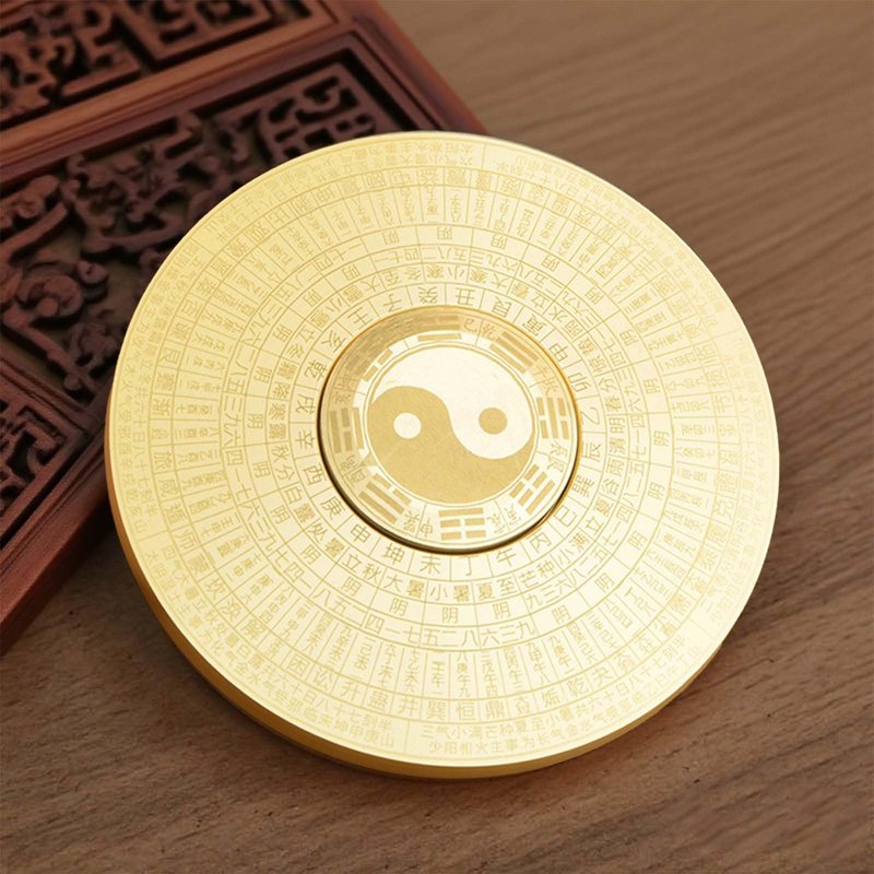 Mini Rotation Compass Feng Shui Amulet Ornament Good Luck Charms Chinese Decor Brass Bagua Compass (Style D)