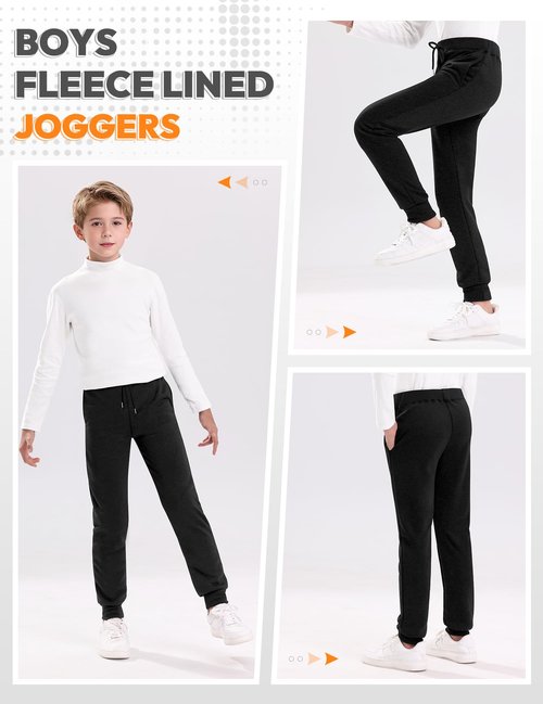 Guicizi Boys Sweatpants Fleece Jogger Pants Soccer Basketball Gym Active Track Pants for Kids Clothes Boys Activewear 4Pack 7-8Y