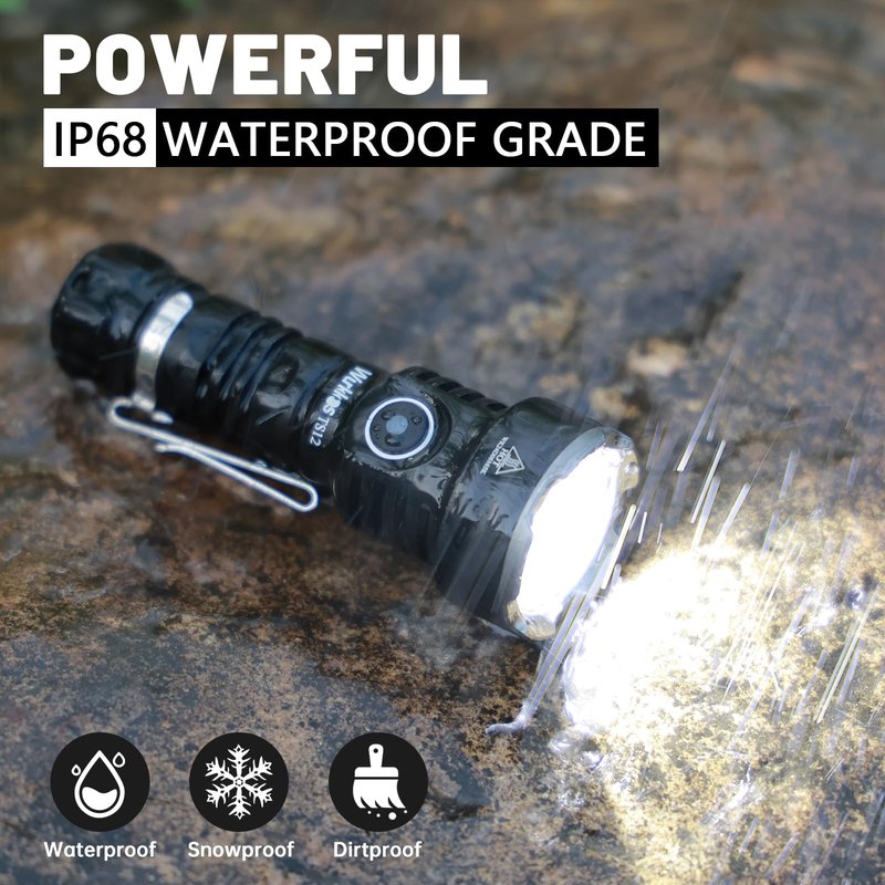 Wurkkos TS12 SFT25R LED Mini Flashlight Rechargeable,1350 High Lumens EDC Flashlight, Super Bright Small LED Flash Light, IP68 Waterproof Pocket Flashlight for Camping, Outdoors, Emergency