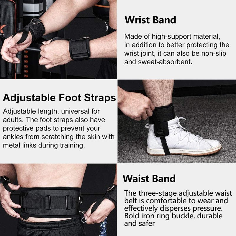 SFEEXUN Boxing Resistance Bands Set for Speed and Agility, Workout Band Ankle Exercise Bands Legs Ankle Straps for Resistance Training Enhance Explosive Power (Black-200lbs)
