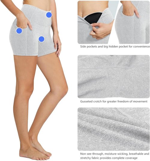 Baleaf Women's High Waist Biker Shorts - Comfortable Spandex Gym & Yoga Shorts with Pockets | 8"/5"/3" Sizes