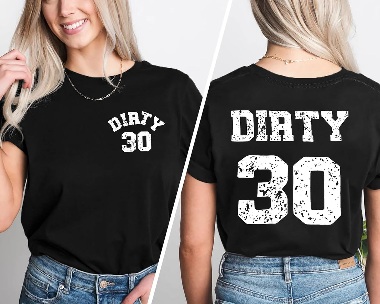 Skiennix Funny 30th Birthday T-Shirt for Women - Dirty 30 Letter Print Tee | Perfect Party Top