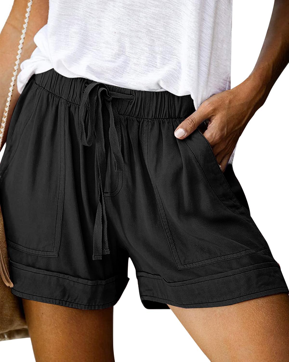 Skiennix Women's Lightweight Athletic Shorts - Comfy Elastic Waist Drawstring Design | Perfect for Beach & Casual Wear