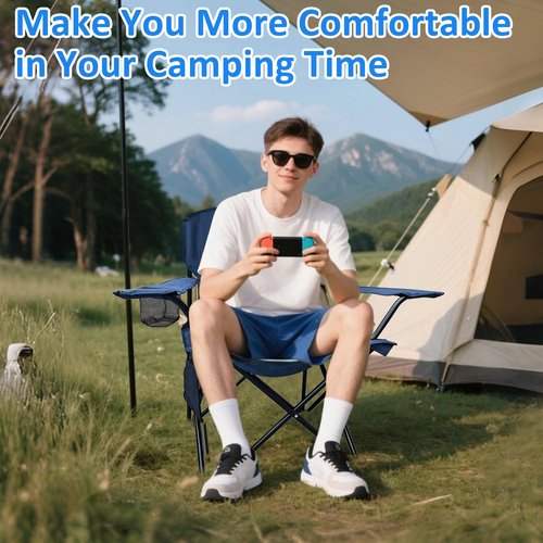 SAILARY Folding Camping Chair with Cup Holder & Side Storage Bag, 300lb Capacity, Lightweight 5.5lbs Portable for Beach, Picnic, Sport, Cyan