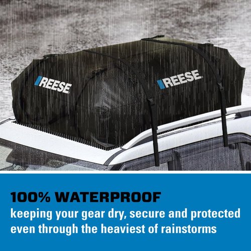 Reese 59006 Waterproof Rooftop Cargo Carrier Bag for Cars, SUVs or Trucks with/Without Roof Racks, 15 Cubic Feet, Heavy Duty 840D Abrasion-Resistant PVC Fabric with Anti-Slip Mat