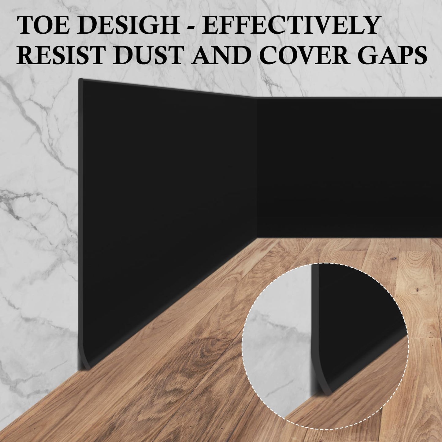 POPAKAN Flexible Baseboard Molding Trim 4" x 60 ft, Self-Adhesive Vinyl Wall Base Cove Base, Peel and Stick Rubber Wall Base Molding Trim - Black