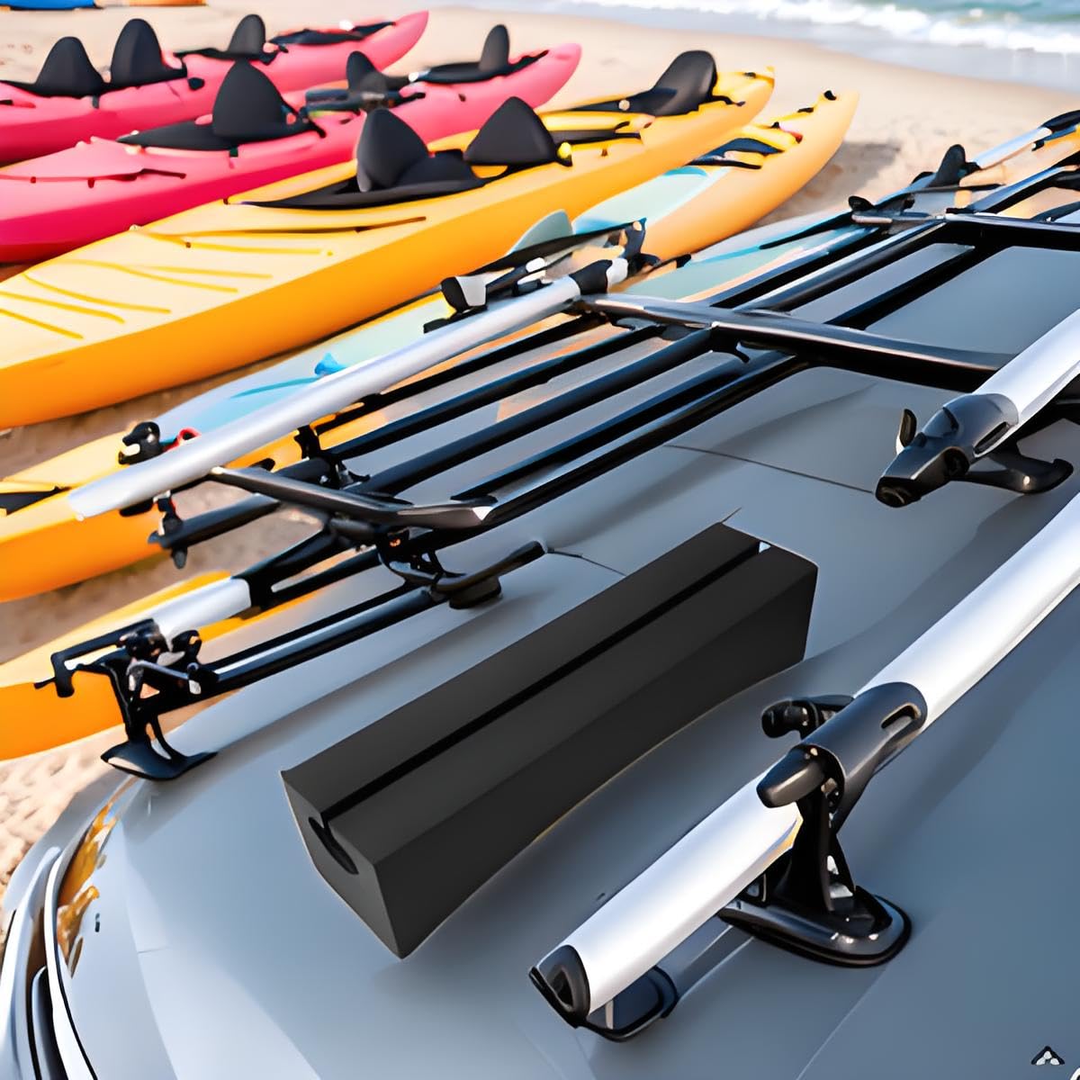 Portable EVA Soft Car Roof Racks Bars, Car Roof Rack, Kayak Roof Rack Pad, Universal Fit for Surfboards, Kayaks, and SUP Paddleboards - Prevent Deforming Design