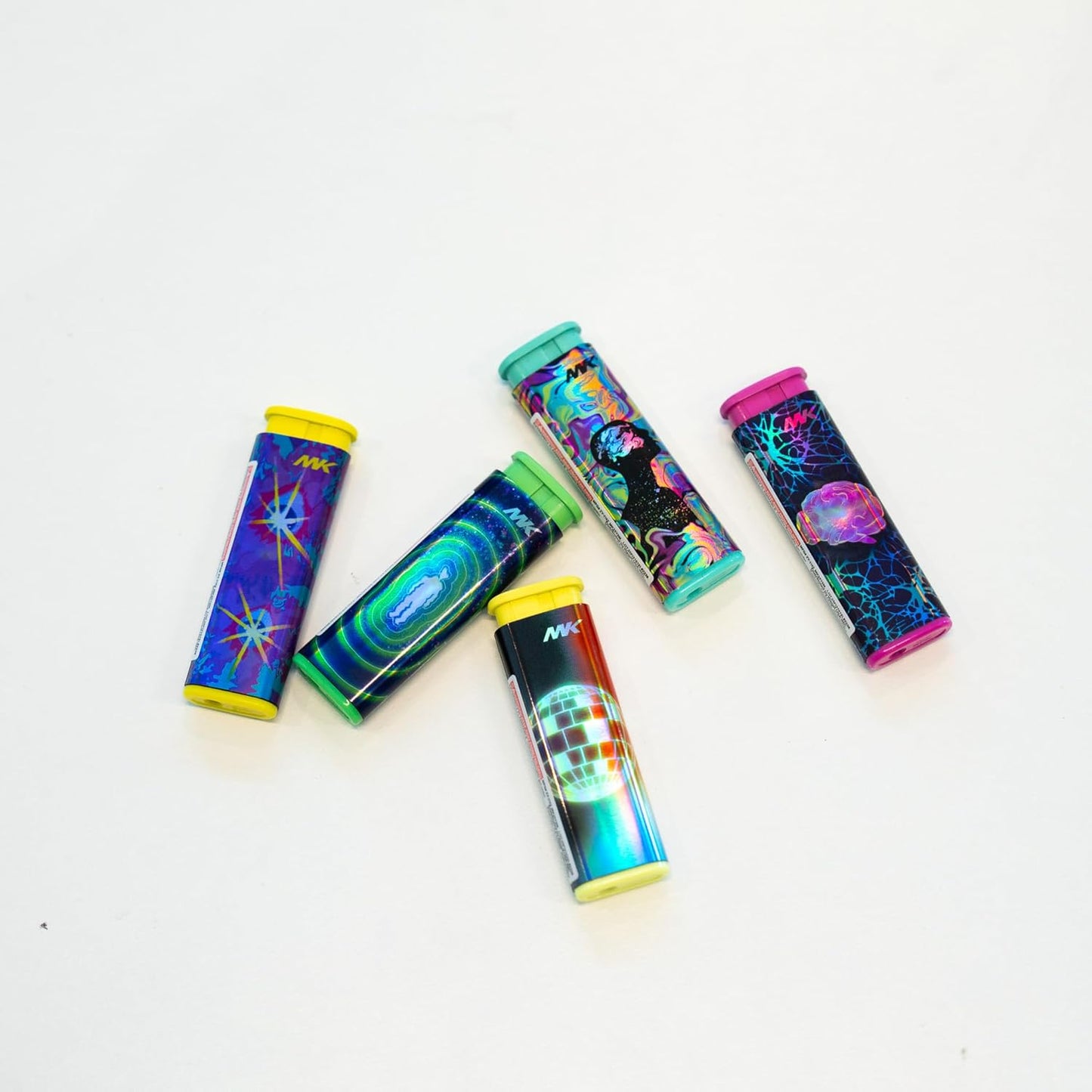 MK Windproof Jet Flame Lighters - 5PCS Striking Design for Candles, Camping & Outdoor Use | Butane Refillable