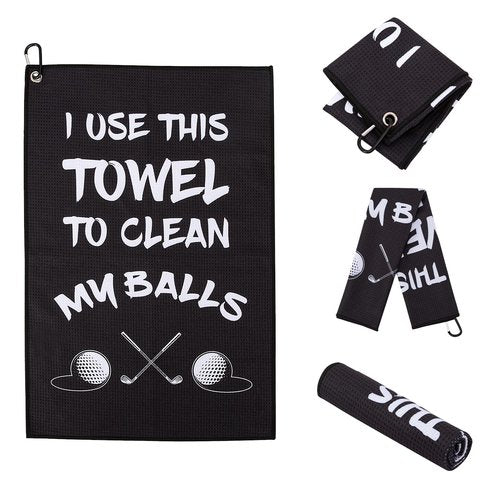 Golf Accessories Towel Gifts for Men -Funny Towel Cleaning Cloth with Clip for Bags Golf Balls & Clubs, Gifts for Him Golfer Husband Boyfriend Christmas Birthday Valentines Day Fathers Day Retirement