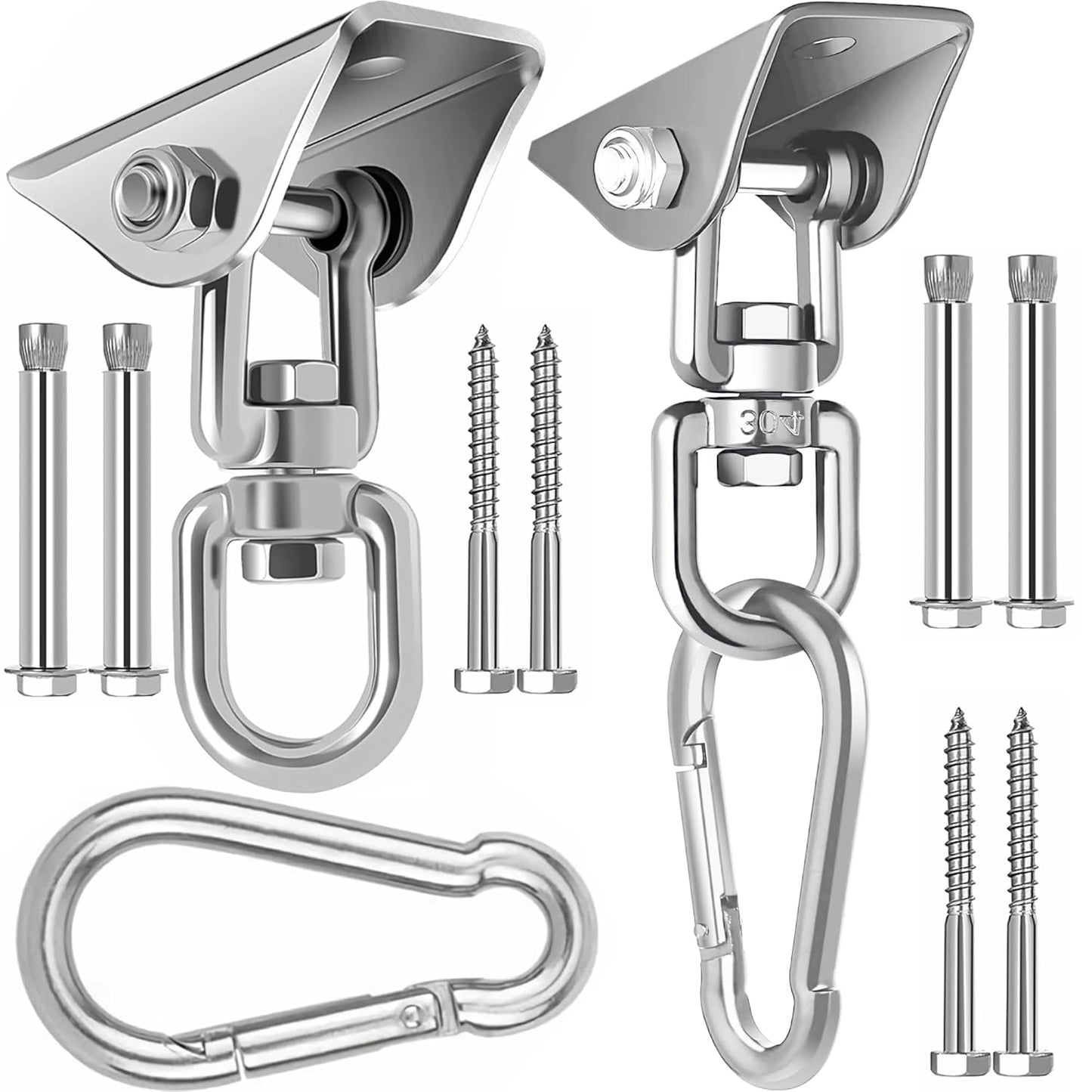 Swing Hanger | Heavy-Duty Stainless Steel 360° Rotating Hammock Kit - 2000LB Capacity, 2 Packs