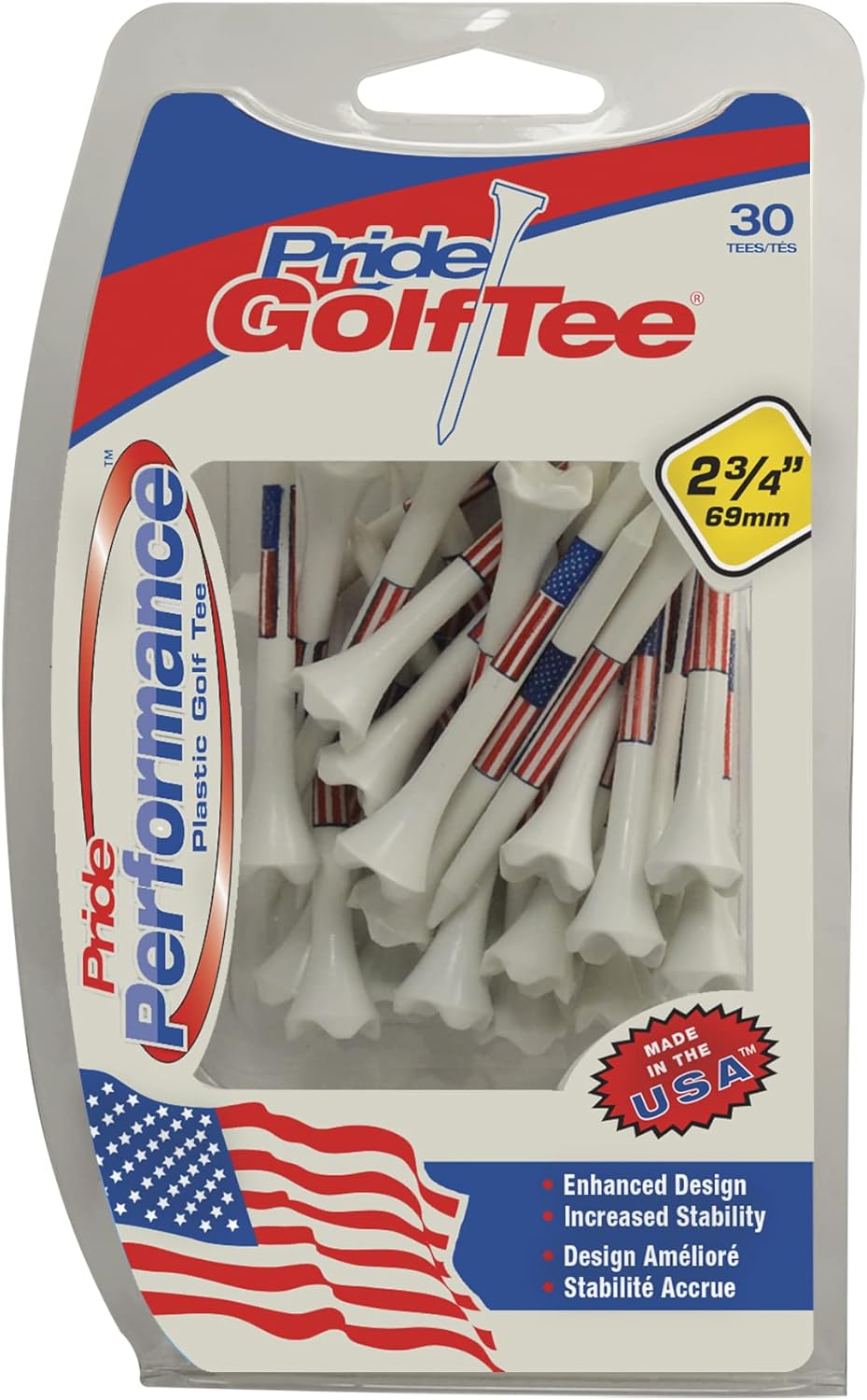 PrideSports Professional Tee System - 3-1/4 Inch Performance Tees, 30 Count in Blue