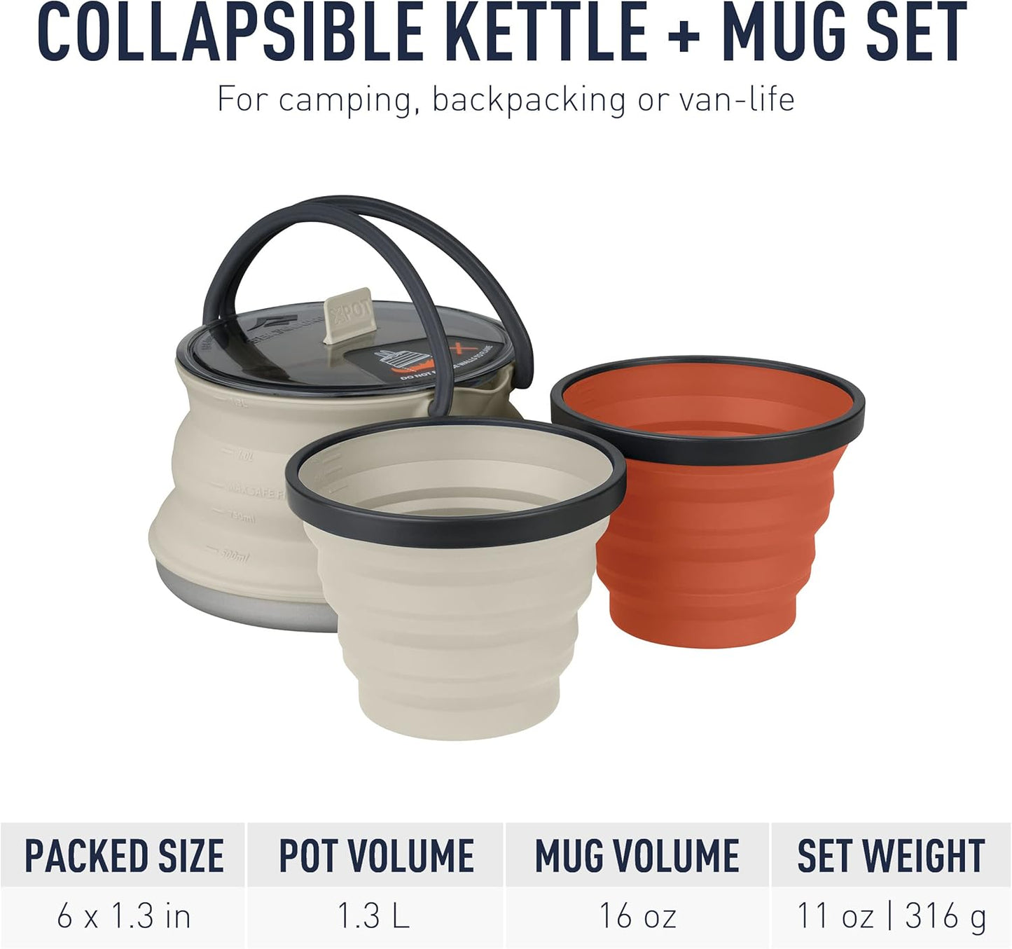 Sea to Summit X-Pot Collapsible Kettle & Mug Set - Lightweight Camping Gear for Backpacking Adventures