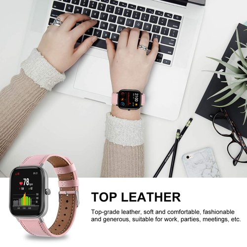 FitTurn Compatible with FITVII H56 HM57 HM78, RUIMEN D1 H1, TOOBUR IDW16, KEEPONFIT IDW21, TOZO S5 Fitness Tracker Bands Leather Quick Release Watch Band Strap for FITVII H56 Fitness Tracker (Tricolor*C)