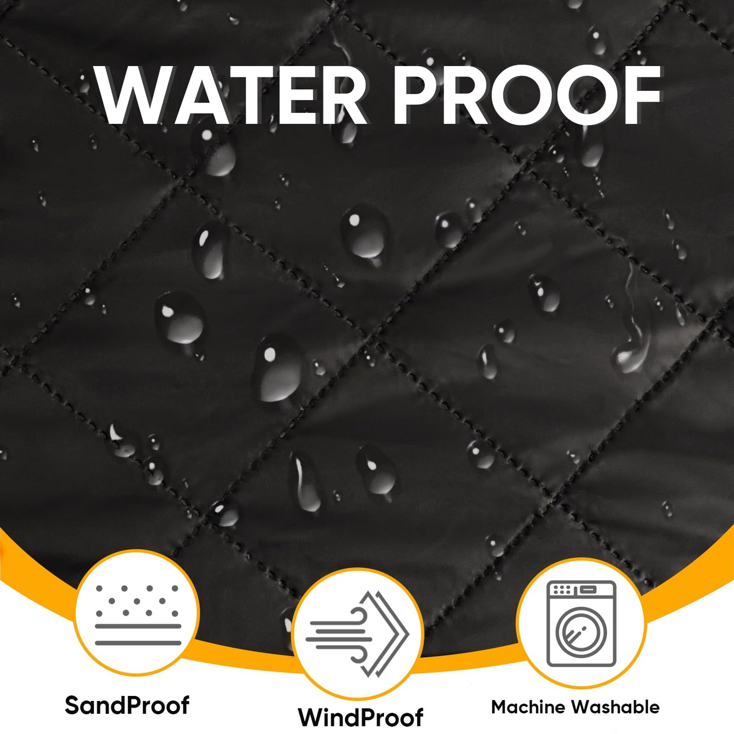 Northroad Waterproof Camping Blanket with Sherpa Lining, Large Windproof Outdoor Blanket for Cold Weather, Light Weight and Warm for Picnic, Stadium, Dog, Concert, 55"x82" (Black, 1PCS)