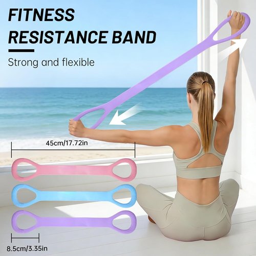 Figure 8 Exercise Bands - Set of 3 Resistance Bands with Handles for Arm, Back & Leg Training
