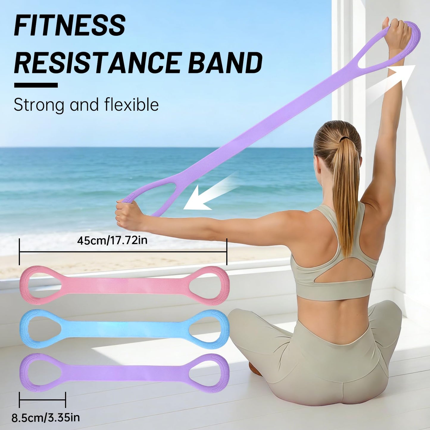 Figure 8 Exercise Bands,8 Shaped Resistance Band,Set of 3 Resistance Bands for Arms with Handles for Working Out,Arm,Back,Leg,Shoulder Training Elastic Ropes,Therapy, Pilates, Home Workout Equipment