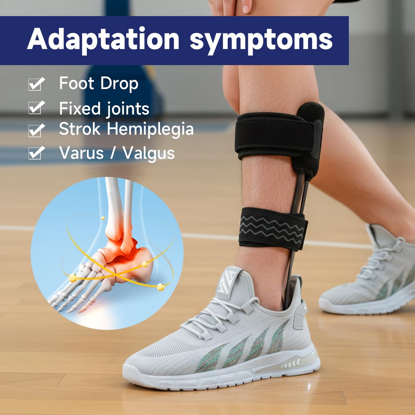 Cryxinty AFO Brace for Foot Drop - Lightweight Stabilizer for Men & Women, Fits in Most Shoes for Stroke, MS & Hemiplegia Recovery, Ankle Support & Drop Foot (Right, Medium)