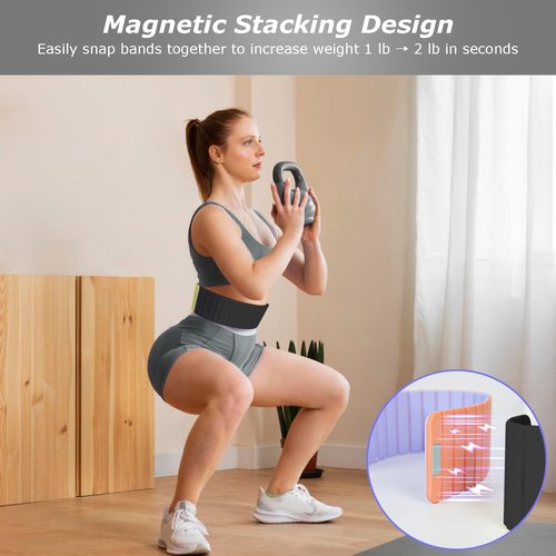 Magnetic Wrist Ankle Weights – Adjustable Ankle and Wrist Weights for Women & Men – 2 Pack (1LB Each) Stackable Magnetic Silicone Arm Bands Non-Slip, Waterproof, Easy Wear – Ideal for Pilates, Yoga, Running & Walking（Black ）