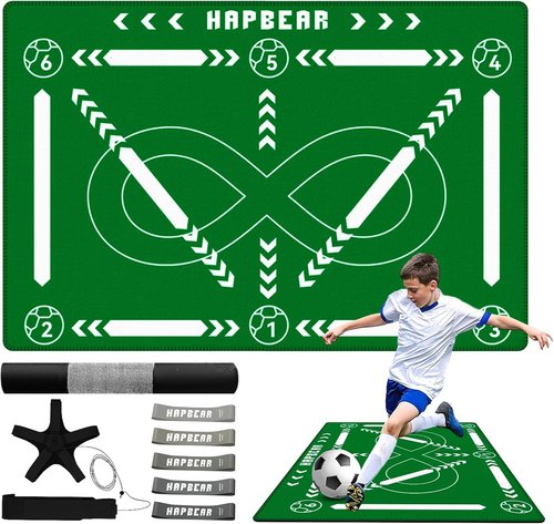 HAPBEAR Soccer Training Mat - Professional Anti-Slip Footwork & Ball Mastery Equipment - 0.2" Thick for All Ages