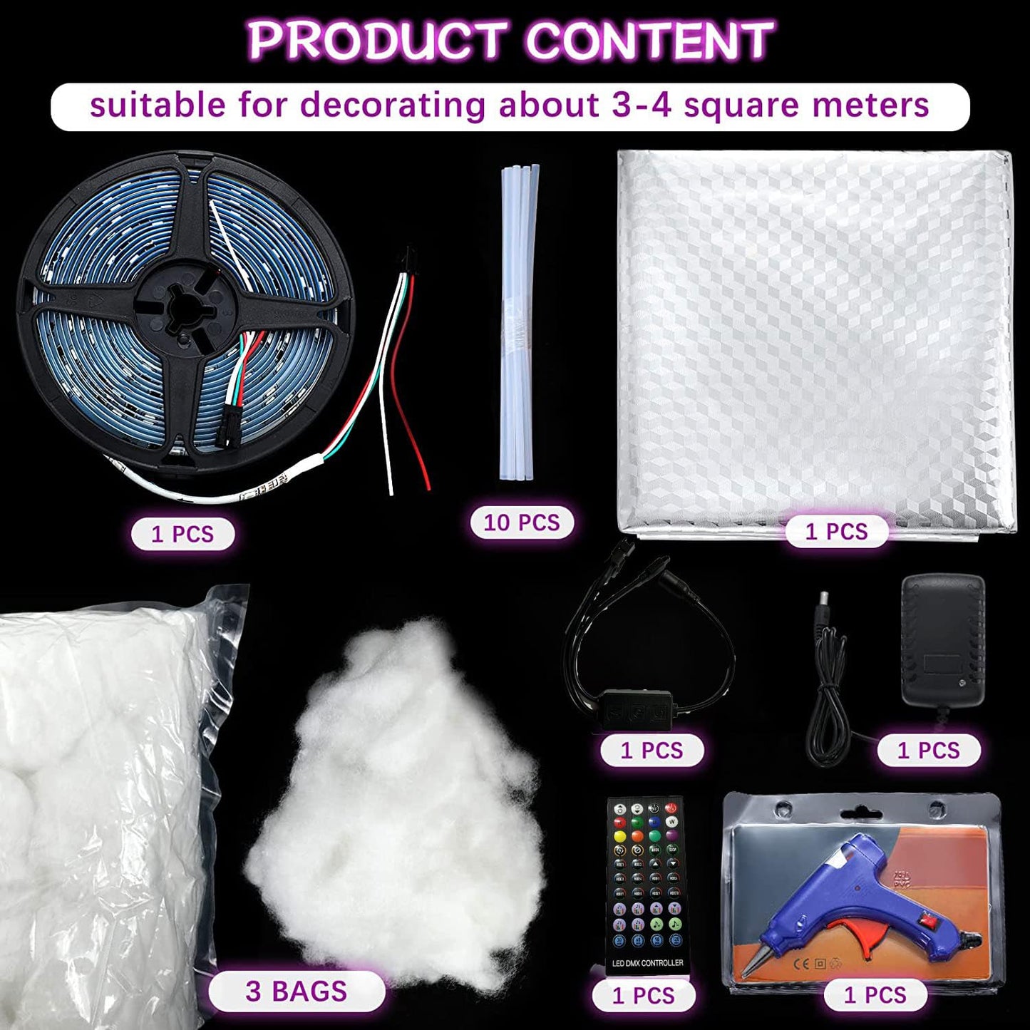 ceoiutrye Ambient Thunder Lights LED Light 3D Cotton Lightning Cloud Colorful Atmosphere DIY Creative Night Light for Game Room, Club, Bar, DJ Party,