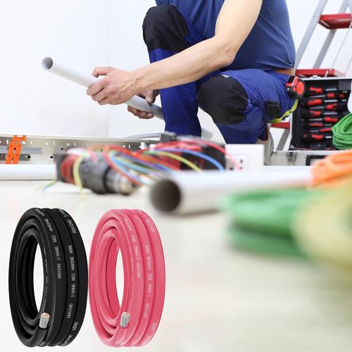 **Tinned Copper 2/0 Gauge Marine Wire - 10FT Red & 10FT Black | Heavy-Duty Boat Cable for Automotive & RV Use**