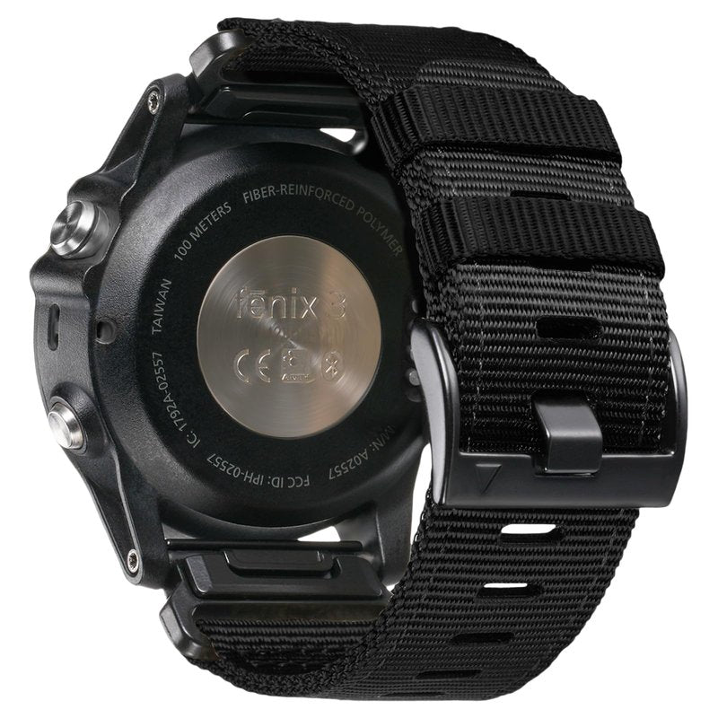 22mm Nylon Watch Band Compatible for Garmin Fenix 8 47MM/7/6/6 Pro/5/Epix Gen 2 Band, Camouflage Quickfit Bands for Forerunner 935/945/Approach S62/S60/MARQ (Black, 22MM)