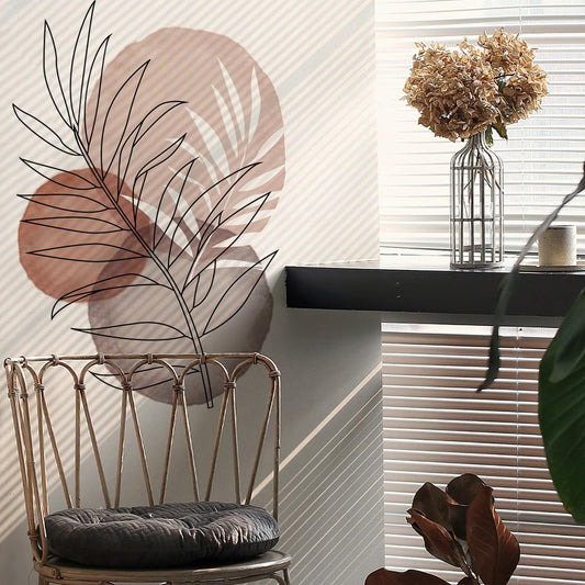 Runtoo Boho Wall Art Decal Leaves Plant Flower Retro Abstract Wall Stickers Living Room Girls Bedroom Bathroom Wall Decor