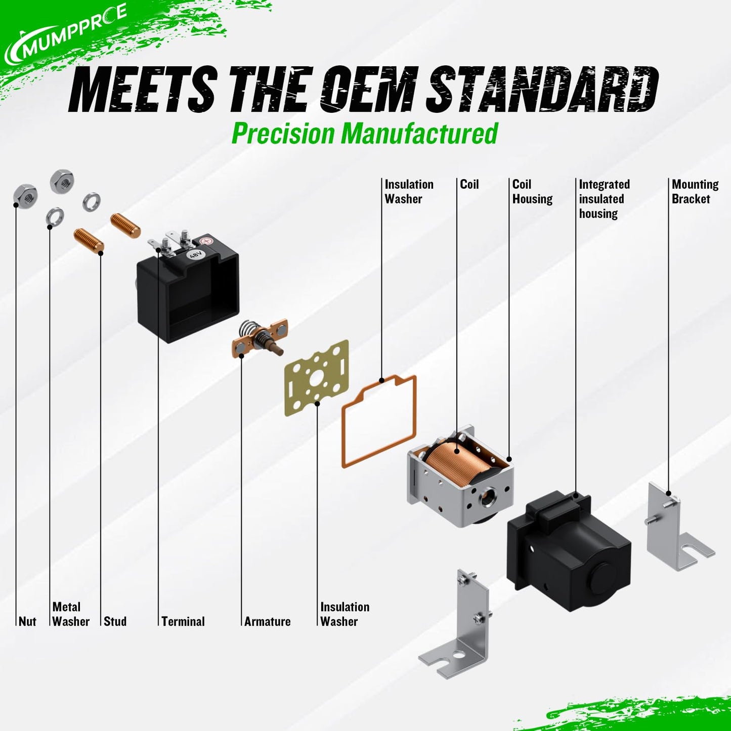 MUMPPRCE 48V Club Car Solenoid with Resistor, 4-Terminal Golf Cart Solenoid Coil for Club Car DS 1995-Up & Precedent 2004-2008 Electric, Replaces OEM 101908701, 102774701, 1014947, SW80-2028P