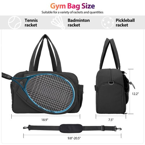 GZSXXTS Tennis Tote Bag with Shoe Compartment - Extra-Large Quilted Pickleball Bag Holds 2-4 Rackets, Water-Resistant & Lightweight for Men & Women (Light Gray)