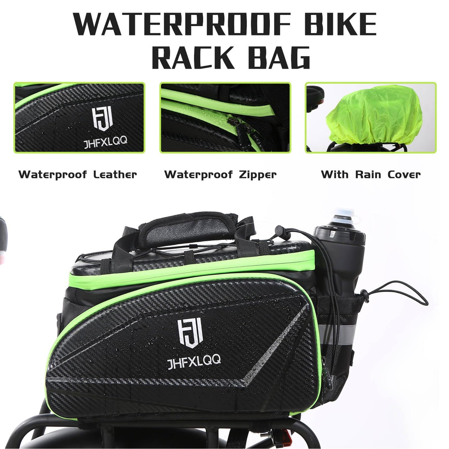 Bike Bag for Bicycle Rear Rack: 17L (Expandable to 35L) Large Capacity Hard Shell Electric Bike Trunk Saddle Bag Waterproof Leather Carbon Fiber Style - Panniers Bike Bags for Ebike and Bicycle