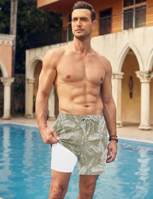 COOFANDY Men's Swim Trunks - 2-in-1 Quick Dry Bathing Suit with Compression Liner | Stylish Board Shorts