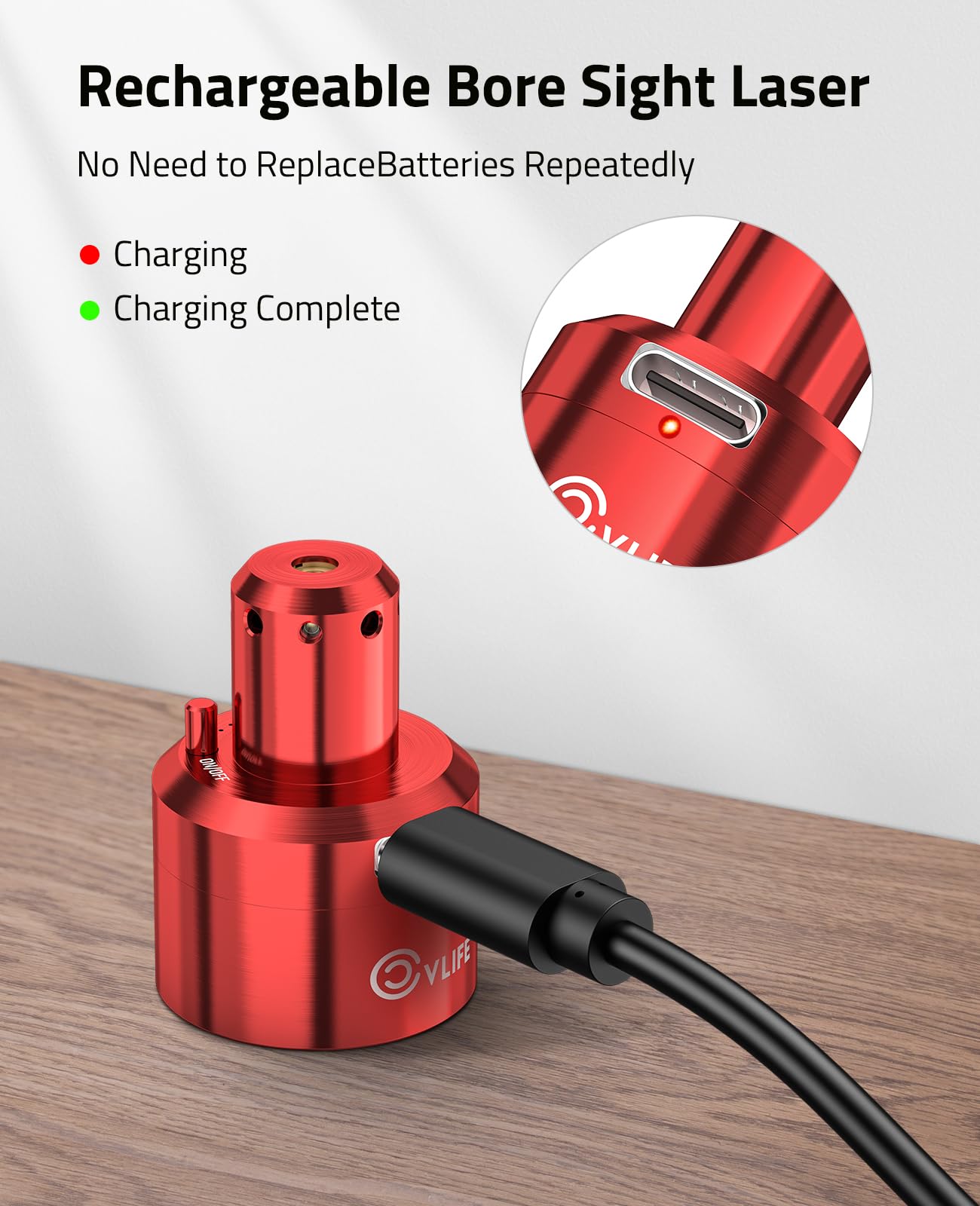 CVLIFE Rechargeable Red Laser Bore Sight Magnetic Bore Sight Laser for Multiple Calibers Professional Boresighter with Magnetic Connection
