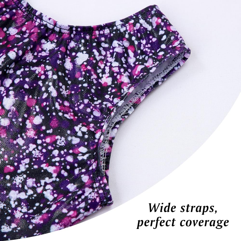 Skiennix Girls' Gymnastics Leotard - Shiny Mermaid Unicorn Design | Toddler Size in Rainbow Blue & Hot Pink