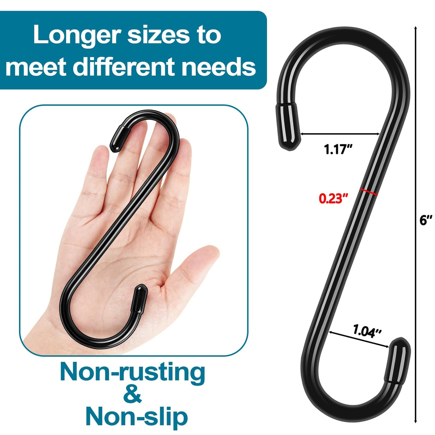 samhard 12 Pack 6 Inch Heavy Duty S Hooks for Hanging Plants Indoor & Outdoor - Rust-Resistant Metal Plant Hanger Hooks with Vinyl Coated, Sturdy Garden Hook for Baskets, Potted, Bird Feeders