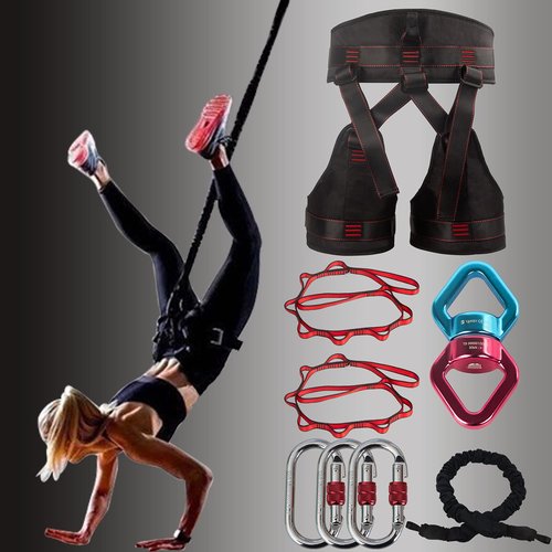 DASKING Natural Latex Resistance Bands Set - 3-Level for Suspension Trainer for Home Gym, Yoga & Recovery (Adjustable Harness, Exercise Guide)