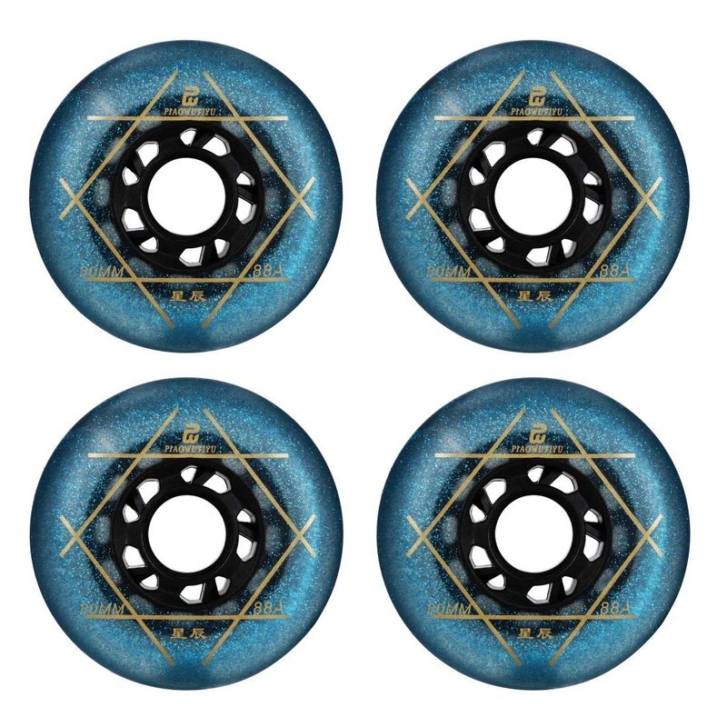 SzBlaZe Roller Skate Wheels, 88A Hardness, Wear-Resisting, Good Grip, PU, Blue, Unisex, 72mm, 76mm, 80mm, 4 Pack
