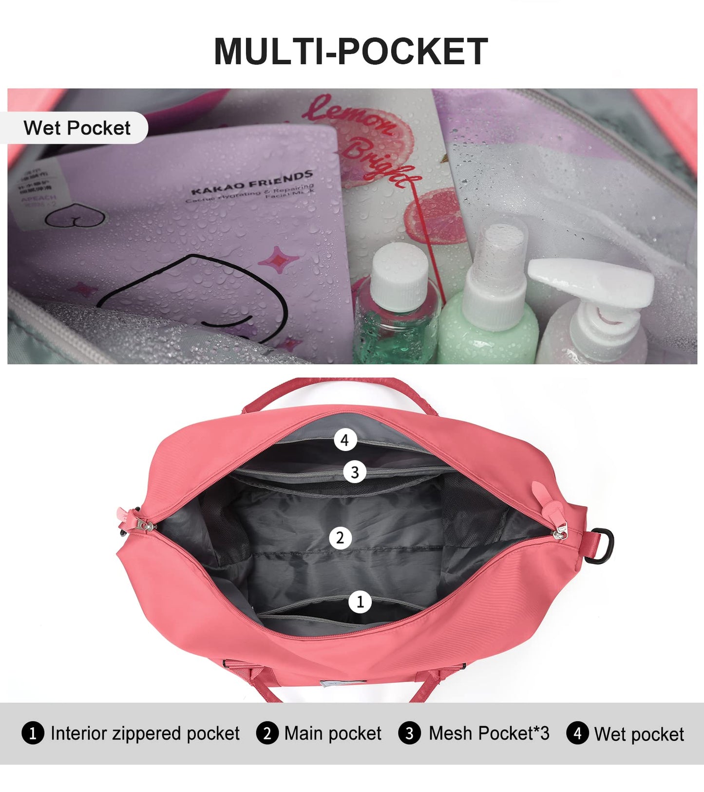 Travel Duffel Bag, Carry On Overnight Weekender Bags for Women