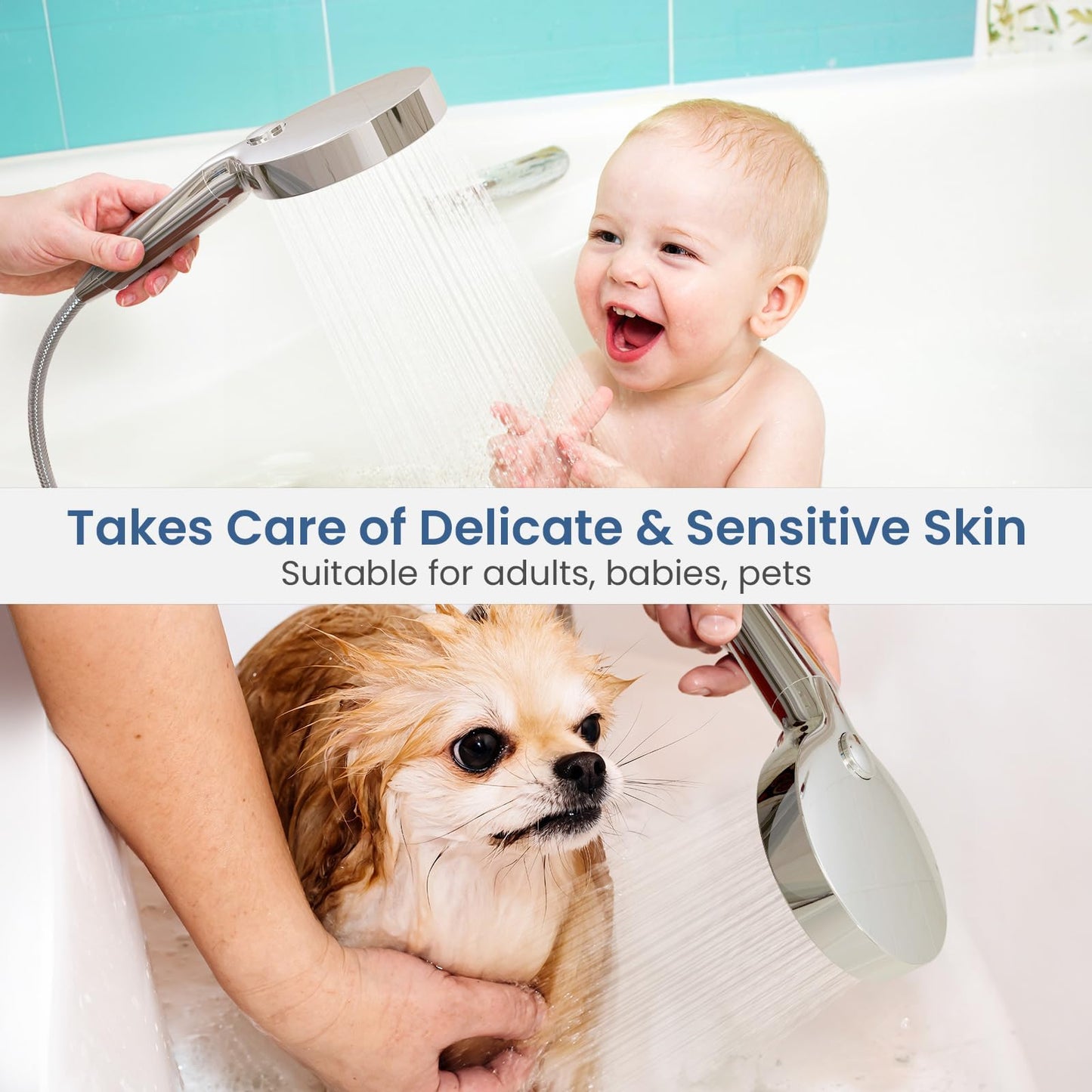 Filtered Shower Head With Handheld, High Pressure Shower Head With Filter 3-Mode, Stainless Steel Panel, Detachable Shower Heads, Water Softener Hard Water Filter Beads - Chlorine Removal