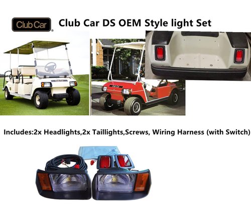 Dr.Acces Golf Cart DS light | DS OEM Style light for Club Car DS 1993 & up PN#101988002 101988001 (Headlight&Taillight Kit with Wires)