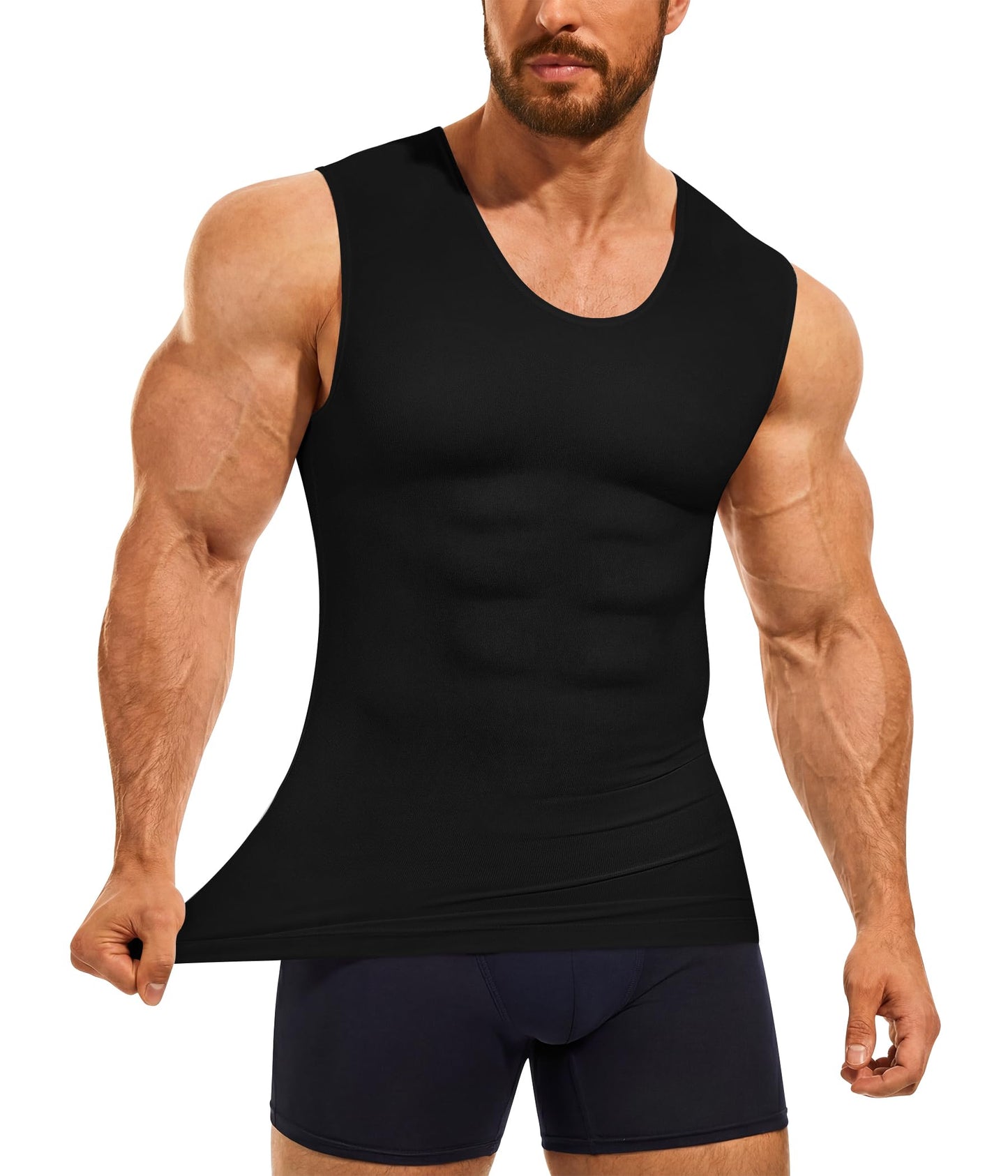 Eleady Compression Shirt Men Sleeveless - Gym Tank Tops Men's Slimming Compression Tank Body Shaper - Black,Large