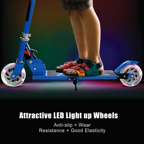 Goplus Folding Kick Scooter - Deluxe Aluminum with Flash Wheels & Adjustable Height | Perfect for Kids