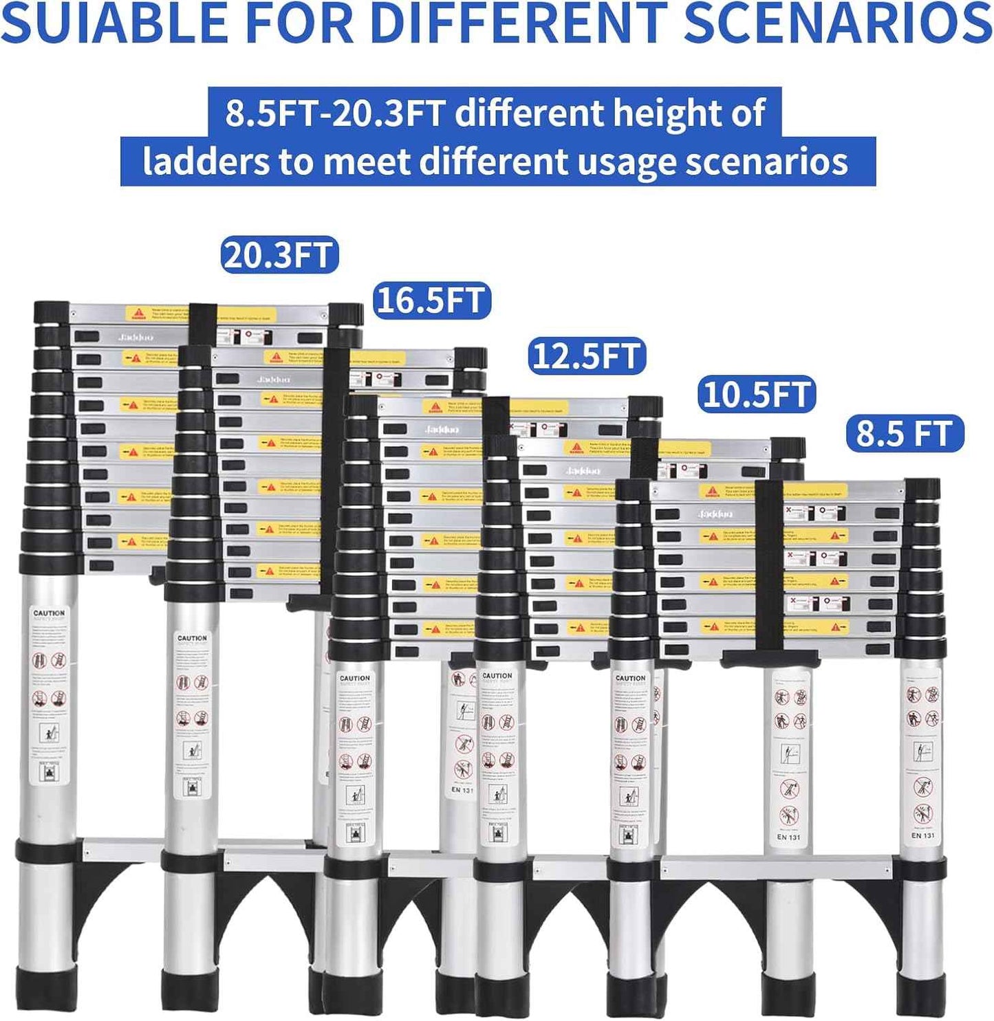 8.5 FT Telescoping Ladder - Lightweight Aluminum Extension Ladder with Stabilizers for Home & RV Travel