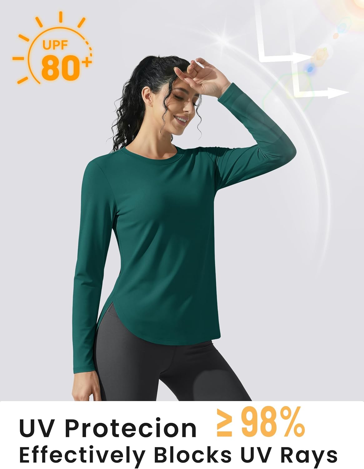 TACVASEN Women's Long Sleeve UV Protection Shirt - Breathable Lightweight Outdoor Workout Top